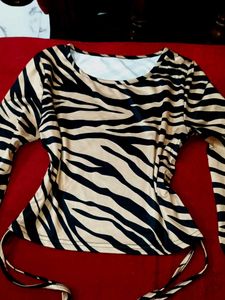 Zebra Print Long Sleeve Top