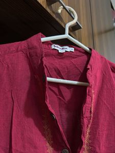 Maroon Cotton Kurta