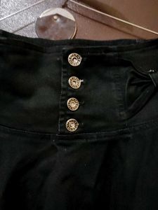 Cute Black Skirt with Button Detail