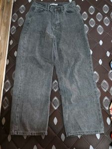 Grey Wide Leg Denim Jeans