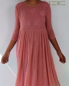Peach A Line Kurta Set