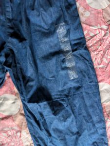 Wide Leg Denim Trousers Capree