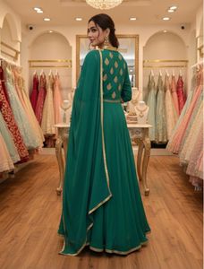 Elegant Green Gown with Dupatta