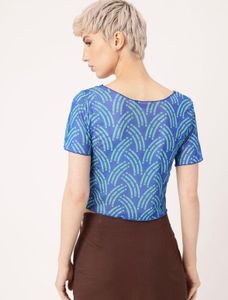 Dressberry Blue Patterned Crop Top