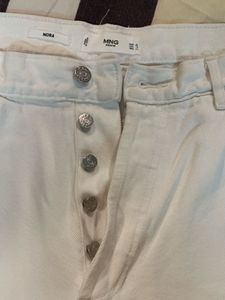 Mango Sustainable Wide Leg High Rise White Denim J