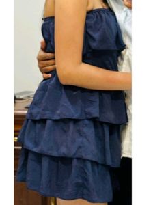 Navy Blue Ruffled Dress