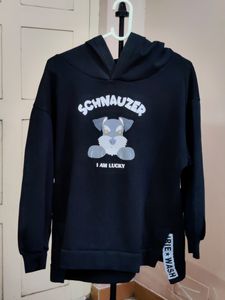 💥BUY1GET1💥 imported black schnauzer graphic print hoodie