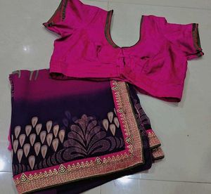 Elegant Pink Floral Saree