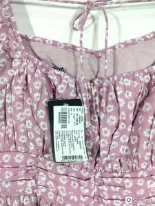Faballey Printed Pleated Short Sleeves Dress