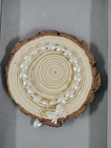 Heart Pearl Bracelet with Bow