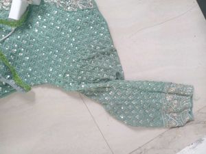 Sea Green Sequined Kurta Set