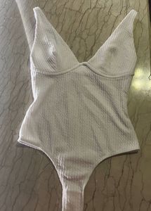 Ribbed White Bodysuit