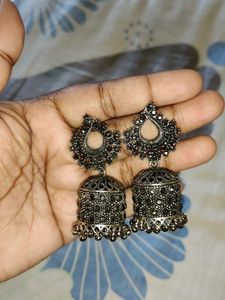 Oxidized Jhumka Earrings[2 Type Earrings] Combo 🎊
