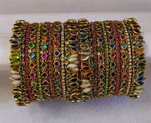 Handmade Multi Colour Kundan Thread Bangles Set