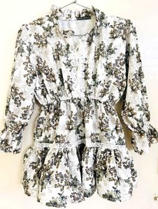 Off White Cinched Waist Top