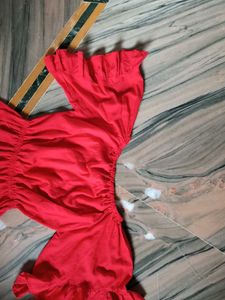 Red Ruffle Sleeve Top