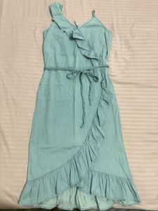 🦋Light Blue Ruffle Wrap Dress
