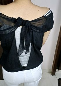 Vero Moda Women Black Off Shoulder Style Back Top