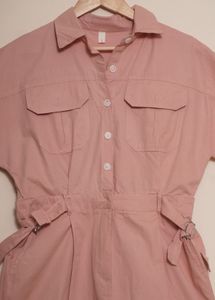 Pink Utility Style Mini Dress