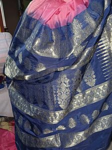 Elegant Pink &amp; Blue Saree