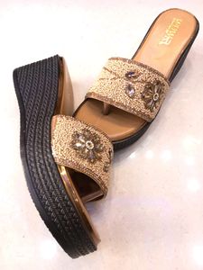 Wow.. Wedges For Women New Pair ...Size-39-40-41 Soft N Comfortable Heels..Rose Gold Colour Is Also Available