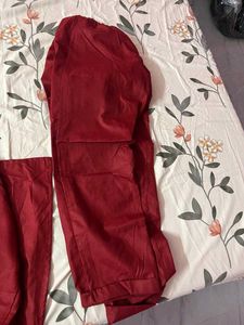 Maroon Embroidered Kurta Set