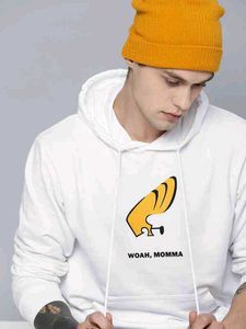 White Graphic Print Hoodie