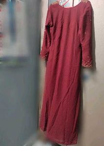 Elegant Maroon Embroidered Anarkali Kurta