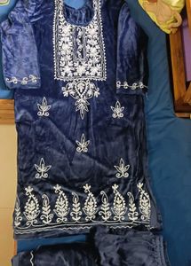 Elegant Blue Embroidered 3 ps kurti set