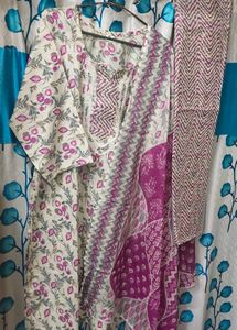😍Combo Of 3 Cotton Kurti Pant Dupatta Sets🥰