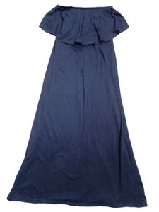Navy Blue Off-Shoulder Maxi Dress