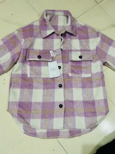 Lavender Plaid long sleev coat