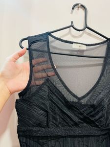 Black Lace Dress With Frill Detailing