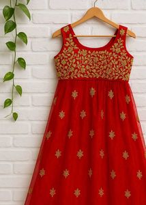 Red Embroidered Girls Dress