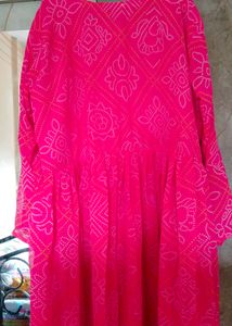 Women Pink Bandhani Style Gown