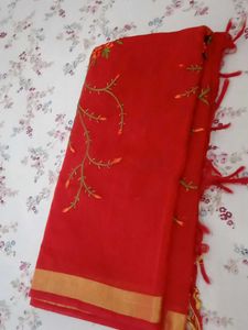 Red Embroidered Duppata