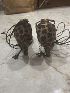 Animal Print Size 3 Heels With Tie Knots