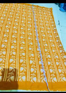 Mustard Embroidered Semi Stitched  Lehnga Choli