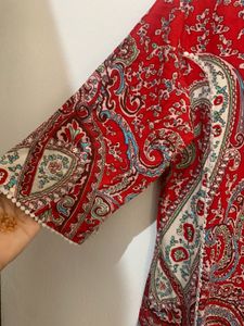 Elegant Red paisley cotton Printed Kurta ,perfect