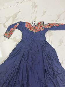 Elegant Navy Blue Embroidered Dress