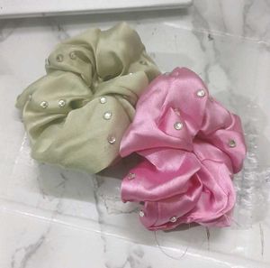 Embellished Satin Scrunchies