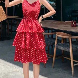 Red Polka Dot Tiered Dress