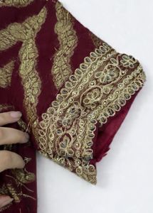 Burgundy &amp; Gold Patterned Blouse