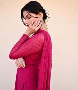 Pink georgette Kurta net, full sleep