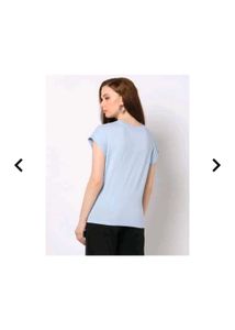 Women&#39;s Light Blue Solid Cap Sleeve Cotton T-Shirt