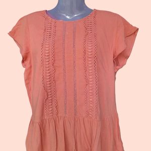 Peach Lace Detail Top