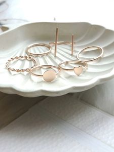 Rose Gold Stackable Rings ( Set Of 6)