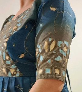 Blue Floral Print Midi Dress
