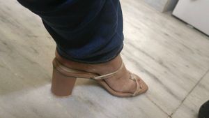 Nude Block Heel Thong Sandals