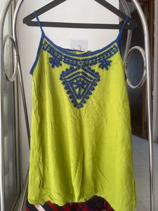 Embroidered Green Tank Top